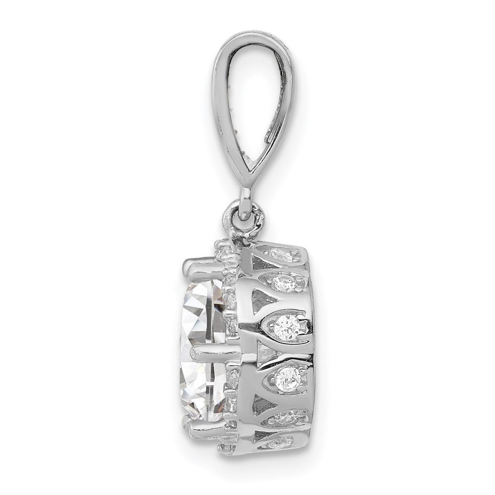 10k White Gold Tiara Collection White Gold Polished CZ Pendant