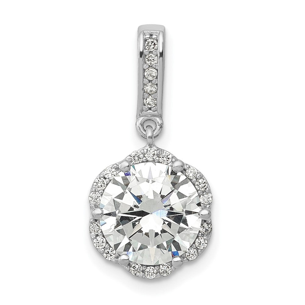 10k White Gold Tiara Collection White Gold Polished CZ Pendant