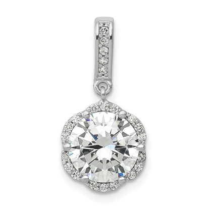 10k White Gold Tiara Collection White Gold Polished CZ Pendant