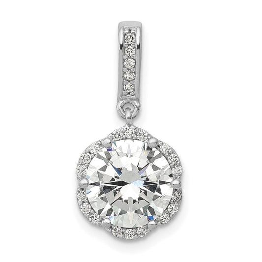 10k White Gold Tiara Collection White Gold Polished CZ Pendant