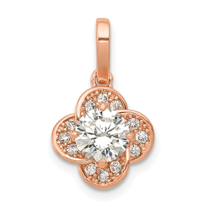 10K Rose Gold Tiara Collection Polished Cz Pendant