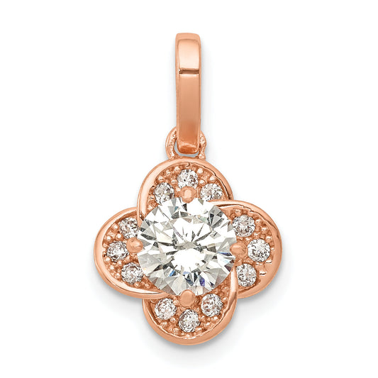10K Rose Gold Tiara Collection Polished Cz Pendant
