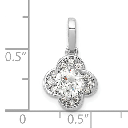 10K White Gold Tiara Collection Polished Cz Pendant