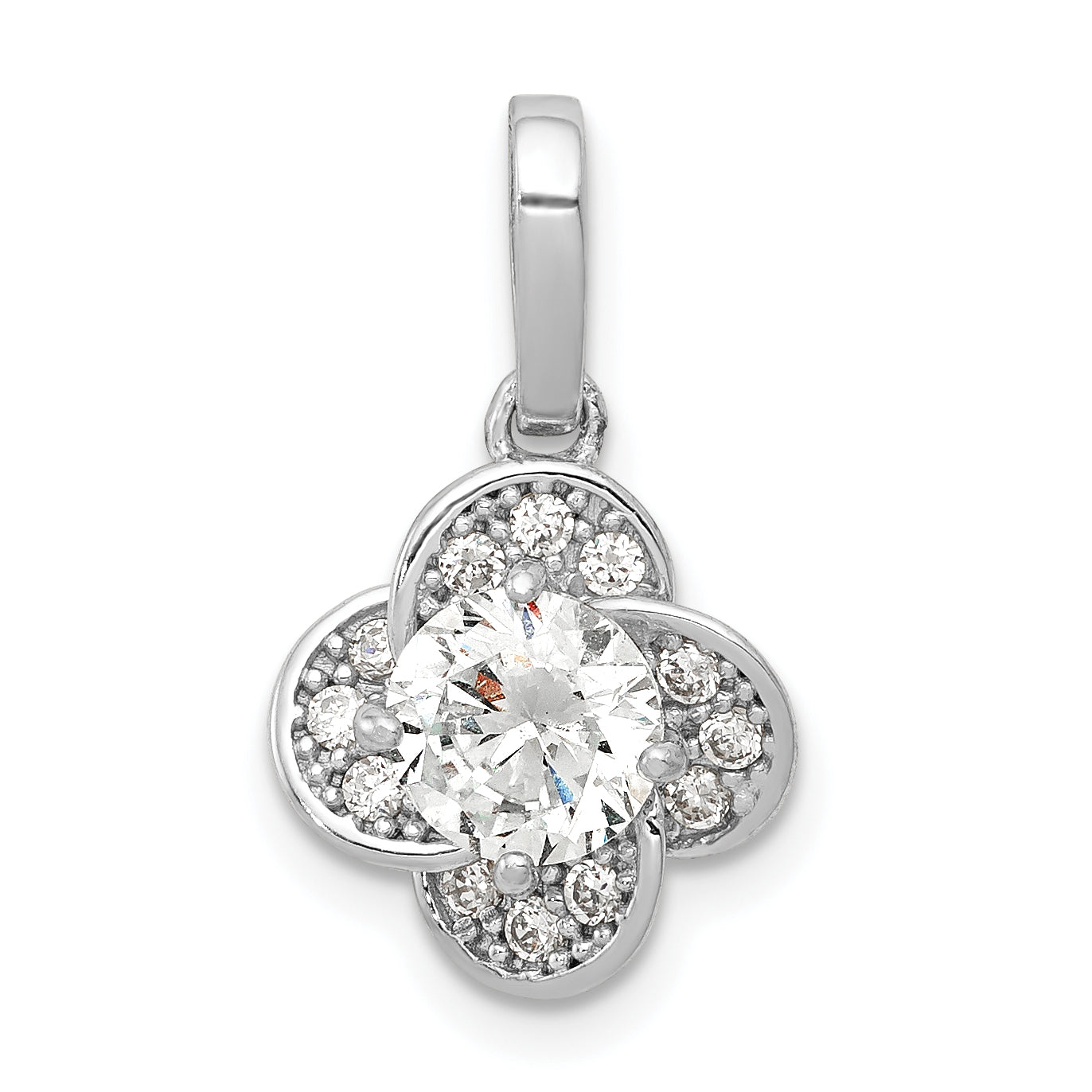 10K White Gold Tiara Collection Polished Cz Pendant