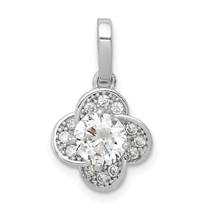 10K White Gold Tiara Collection Polished Cz Pendant