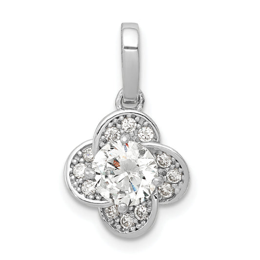 10K White Gold Tiara Collection Polished Cz Pendant