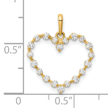 10K Yellow Gold Cz Heart Pendant