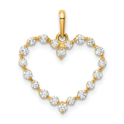 10K Yellow Gold Cz Heart Pendant