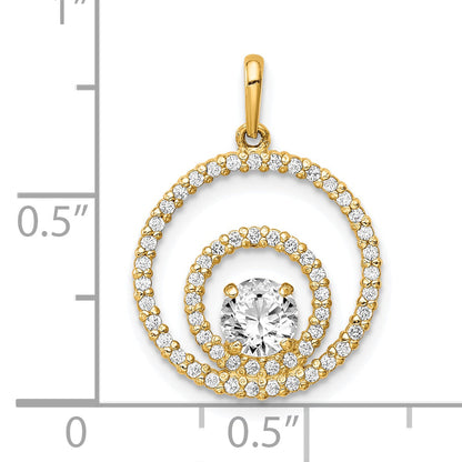 10K Yellow Gold Two Circles Cz Pendant