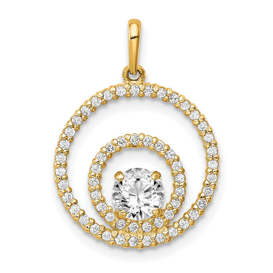 10K Yellow Gold Two Circles Cz Pendant