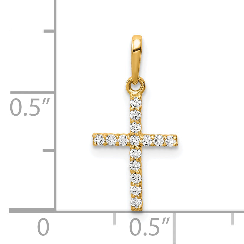 10K Yellow Gold Cz Cross Pendant