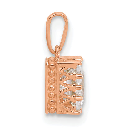 10K Rose Gold Tiara Collection Polished Square Cz Pendant