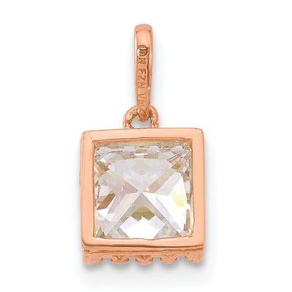 10K Rose Gold Tiara Collection Polished Square Cz Pendant