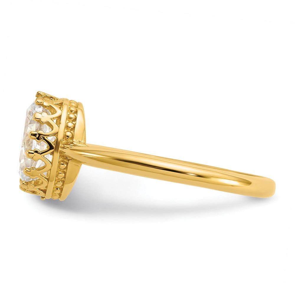 10K Yellow Gold Tiara Collection Polished Oval Cz Ring (Size 7 Only)