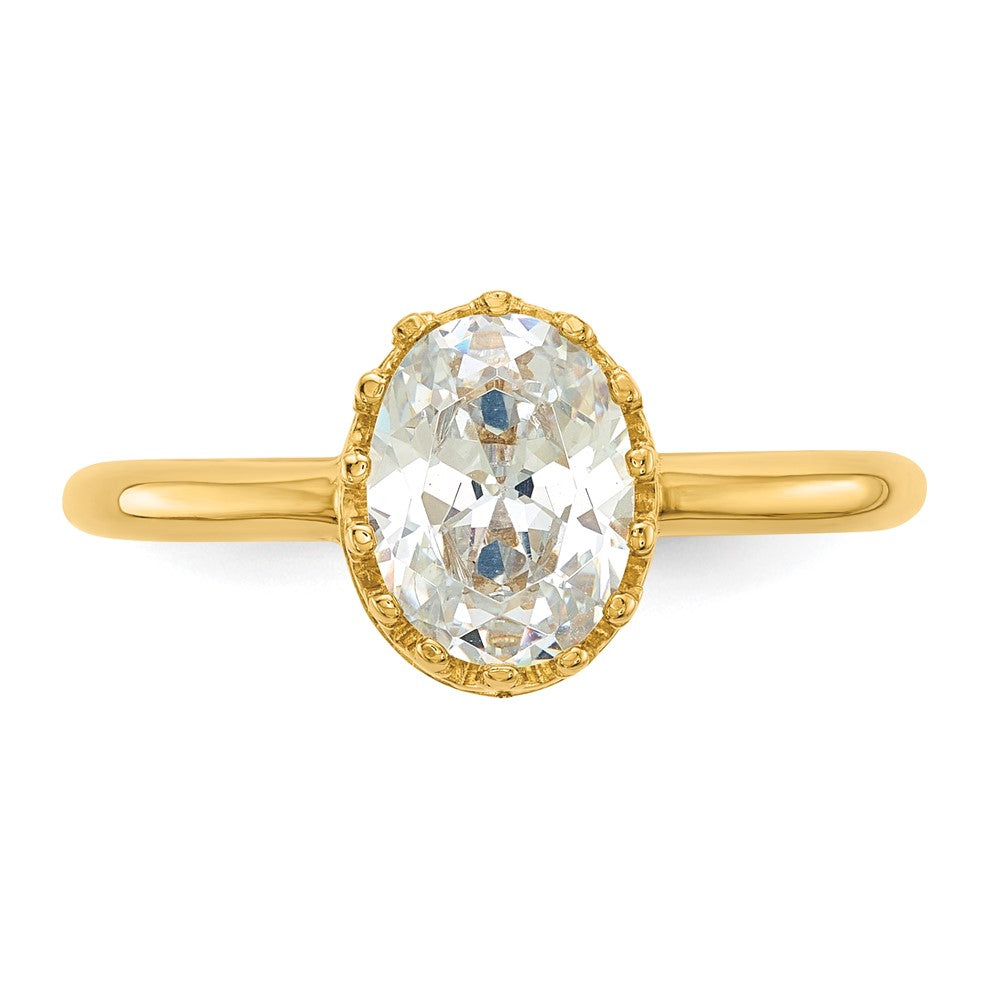 10K Yellow Gold Tiara Collection Polished Oval Cz Ring (Size 7 Only)