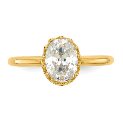 10K Yellow Gold Tiara Collection Polished Oval Cz Ring (Size 7 Only)