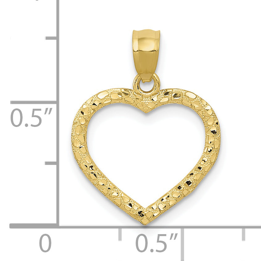10K Yellow Gold 10K Polished & Textured Cut-Out Heart Pendant