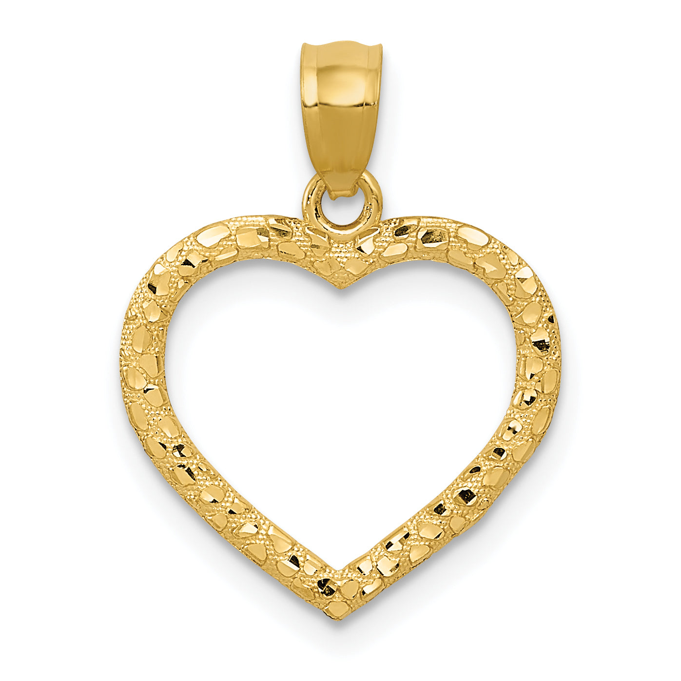10K Yellow Gold 10K Polished & Textured Cut-Out Heart Pendant