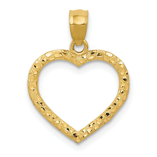 10K Yellow Gold 10K Polished & Textured Cut-Out Heart Pendant