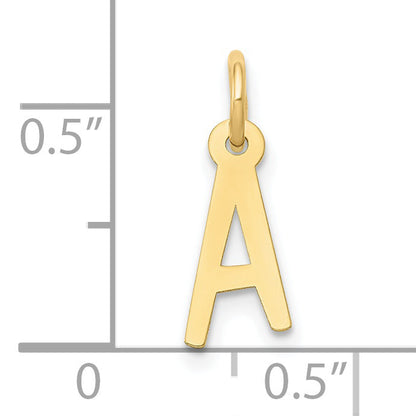 10K Yellow Gold Small Slanted Block Initial A Charm