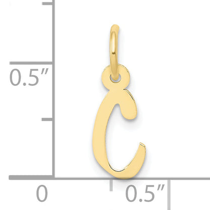 10K Yellow Gold Small Slanted Block Initial C Charm