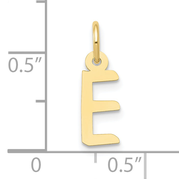 10K Yellow Gold Small Slanted Block Initial E Charm