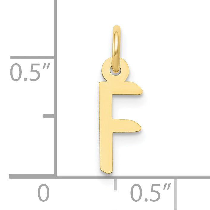 10K Yellow Gold Small Slanted Block Initial F Charm
