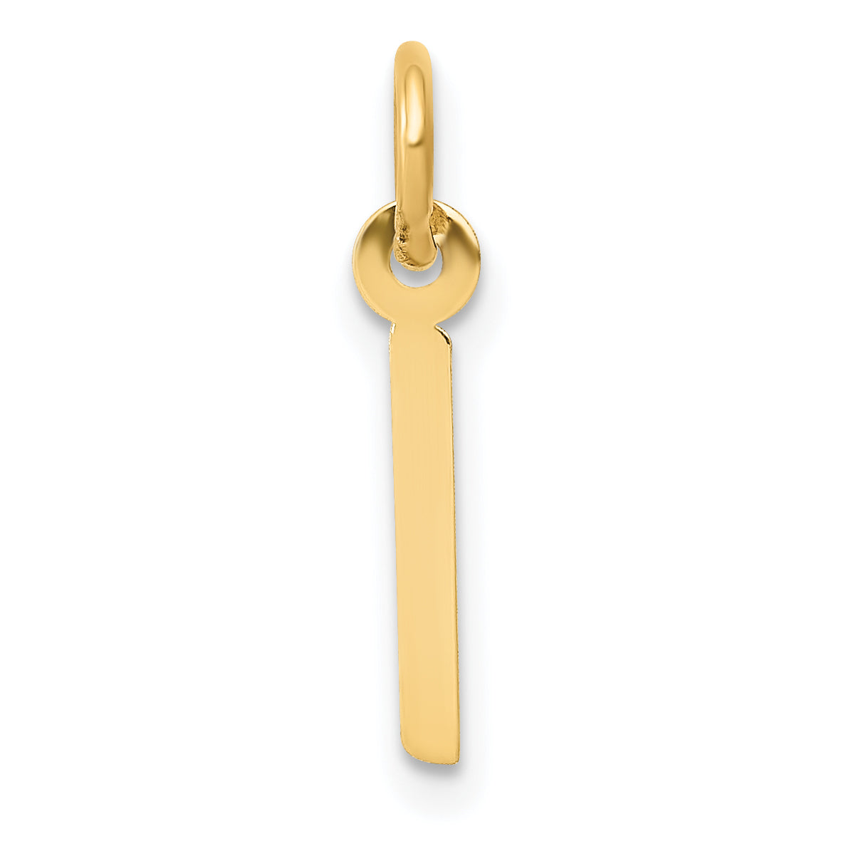 10K Yellow Gold Small Slanted Block Initial I Charm