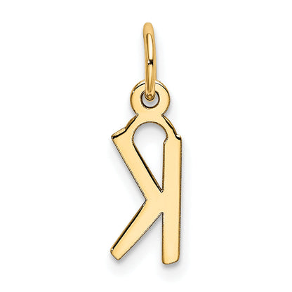 10K Yellow Gold Small Slanted Block Initial K Charm
