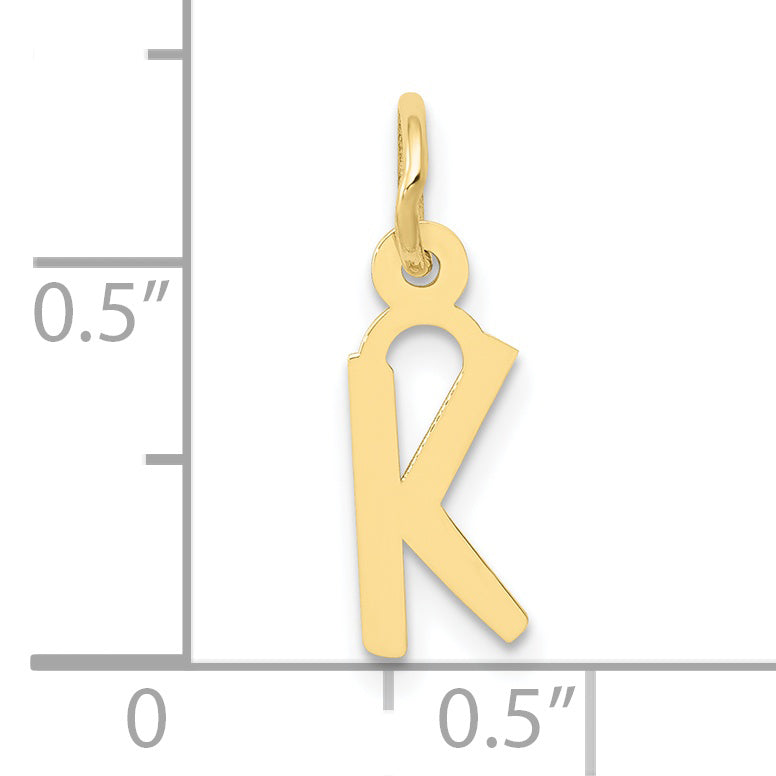 10K Yellow Gold Small Slanted Block Initial K Charm