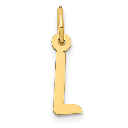 10K Yellow Gold Small Slanted Block Initial L Charm
