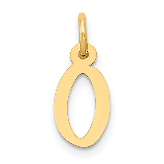 10K Yellow Gold Small Slanted Block Initial O Charm