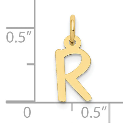 10K Yellow Gold Small Slanted Block Initial R Charm