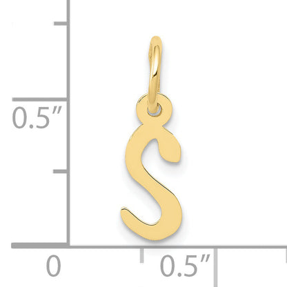 10K Yellow Gold Small Slanted Block Initial S Charm