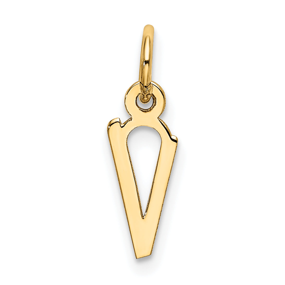 10K Yellow Gold Small Slanted Block Initial V Charm
