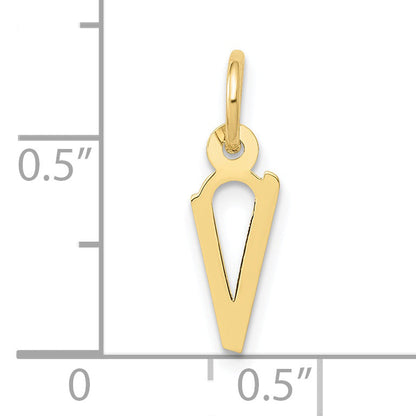 10K Yellow Gold Small Slanted Block Initial V Charm