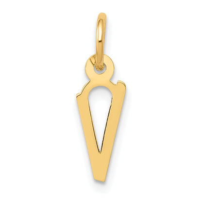 10K Yellow Gold Small Slanted Block Initial V Charm