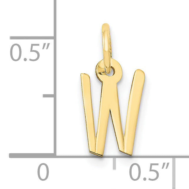 10K Yellow Gold Small Slanted Block Initial W Charm