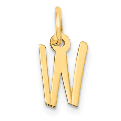 10K Yellow Gold Small Slanted Block Initial W Charm