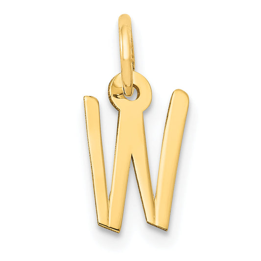 10K Yellow Gold Small Slanted Block Initial W Charm