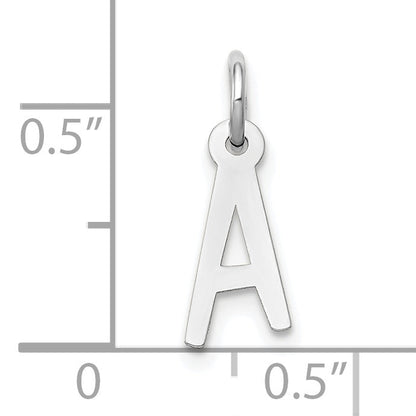 10K White Gold Small Slanted Block Initial A Charm