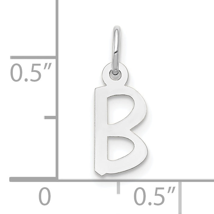 10K White Gold Small Slanted Block Initial B Charm
