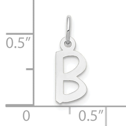 10K White Gold Small Slanted Block Initial B Charm