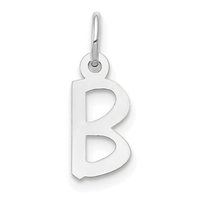 10K White Gold Small Slanted Block Initial B Charm