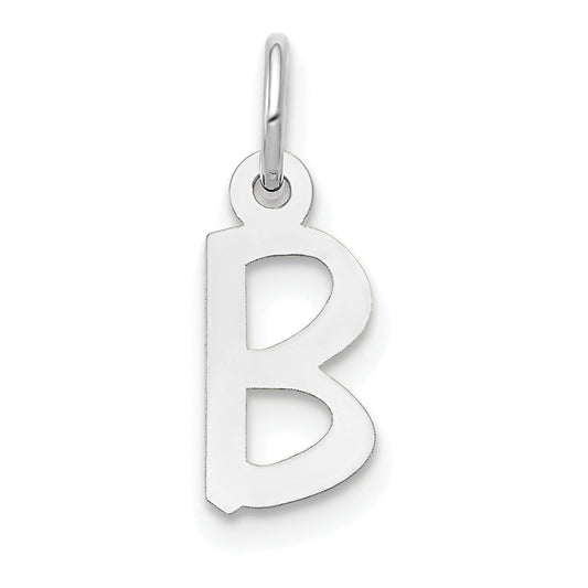 10K White Gold Small Slanted Block Initial B Charm
