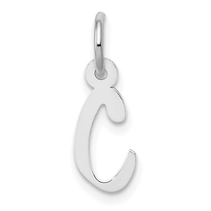 10K White Gold Small Slanted Block Initial C Charm