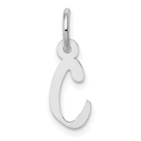 10K White Gold Small Slanted Block Initial C Charm
