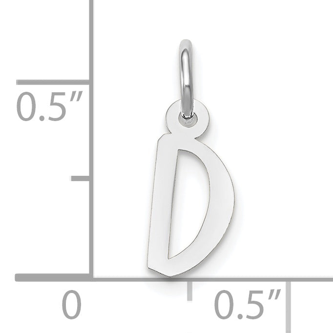 10K White Gold Small Slanted Block Initial D Charm