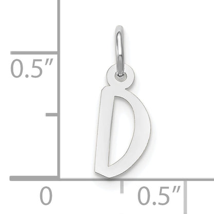 10K White Gold Small Slanted Block Initial D Charm