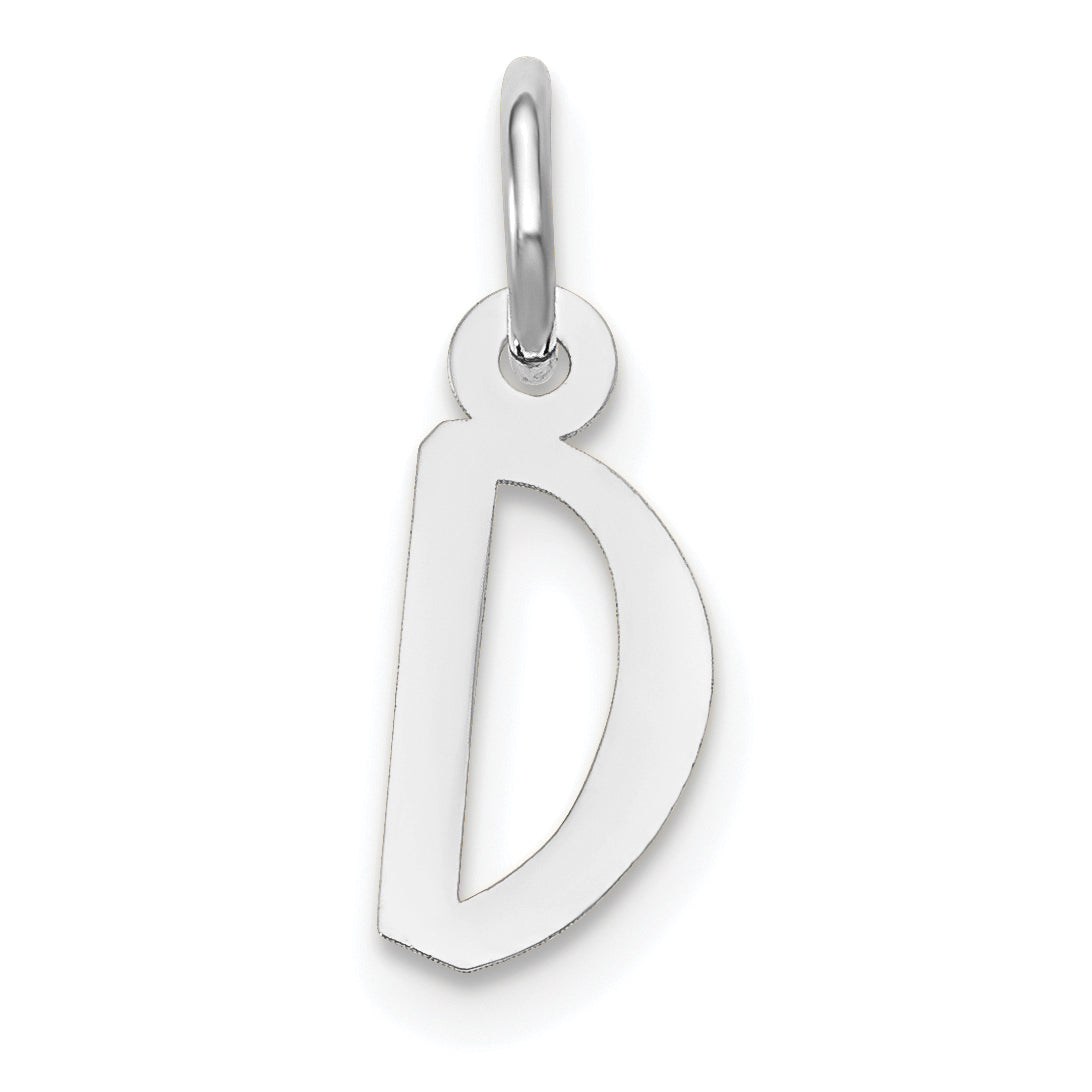10K White Gold Small Slanted Block Initial D Charm